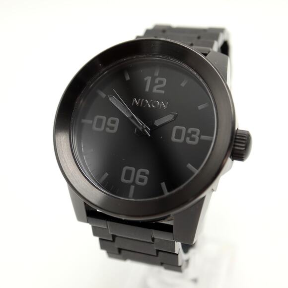 Nixon The Corporal SS Mens Black Stealth 48mm Watch Stainless Steel New Battery - Picture 1 of 13